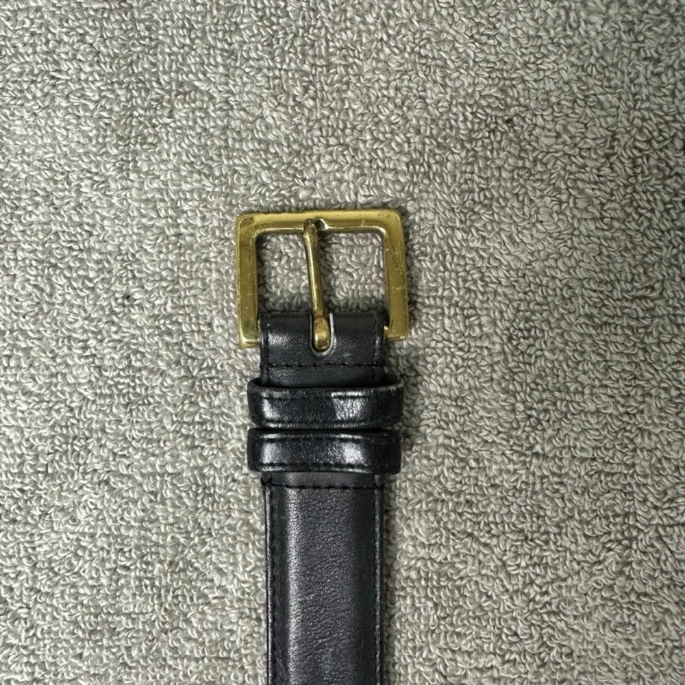 Vintage Coach Black Glove Tanned Leather Belt Solid Brass Buckle 7601 40 Mens